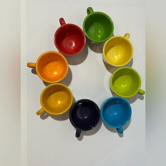 Fiesta Colorful Teacup Mini Coffee Mugs Set of 8.  Bright colors and super cute. - Picture 3 of 14